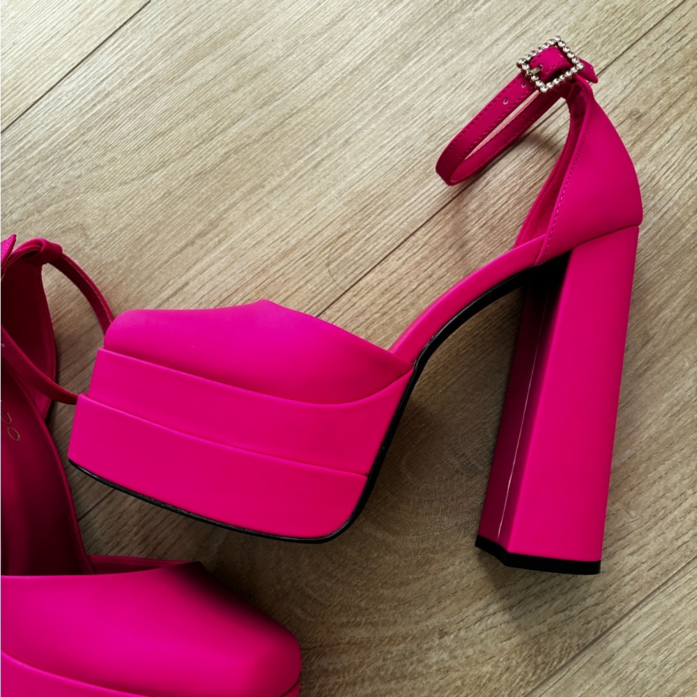 Aldo Double Platform Heeled Shoes in Fuchsia - Picture 6 of 12